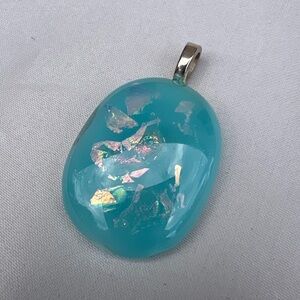 Handcrafted Blue Iridescent Pendant